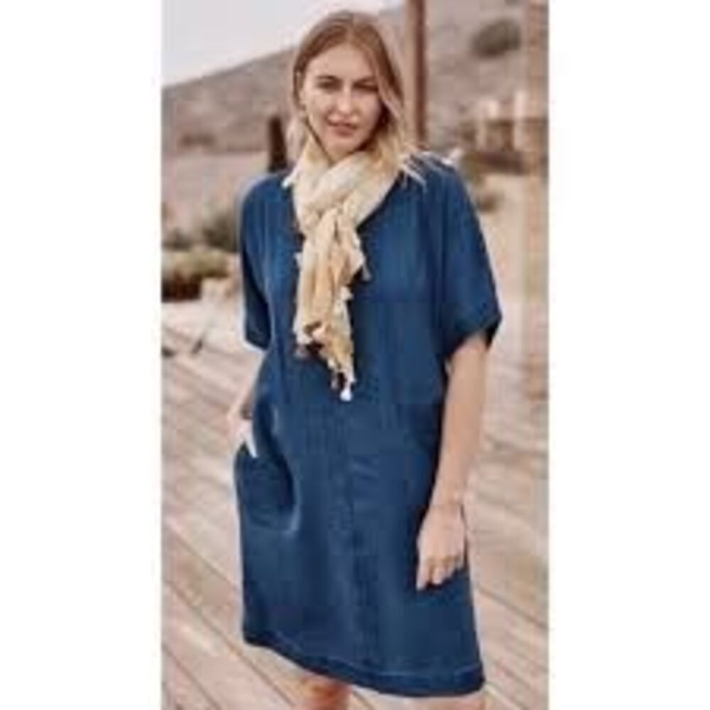 Pure J. Jill Indigo Women Tunic Tencel Dress Denim  NWT